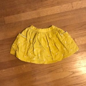 Mini Boden yellow and white corduroy polka dot skirt